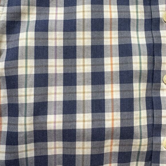 Johnnie O Swain Plaid Oxford Shirt Wake Blue White Small JMWL4560 VGUC - Picture 3 of 9